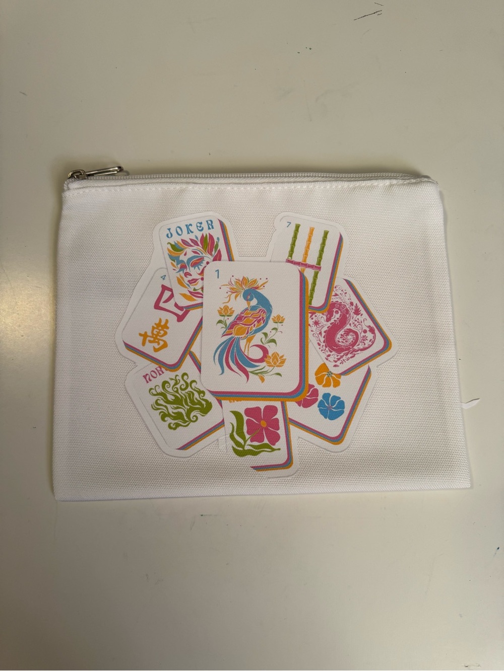 Mahjong Tile Canvas Zip Pouch 9.5 in x 7.5 in - Picture 5 of 5